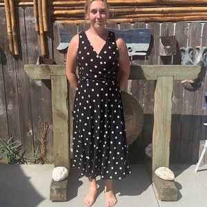 Ralph Lauren new with tags black with cream colored polkadots size 14